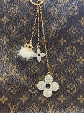 Crystal Flower Bag Charm Keychain
